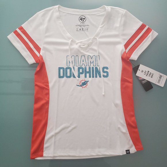NWT Miami Dolphins Officially Licensed Gem Stacked V-Neck for Ladies - Picture 2 of 13